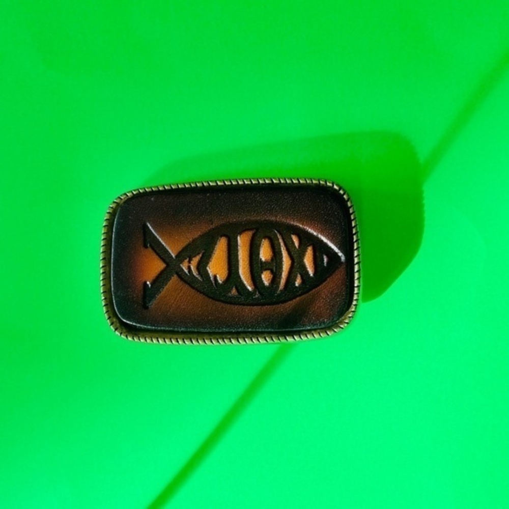 Jesus Fish Genuine Leather Belt Buckle (handmade)​​
